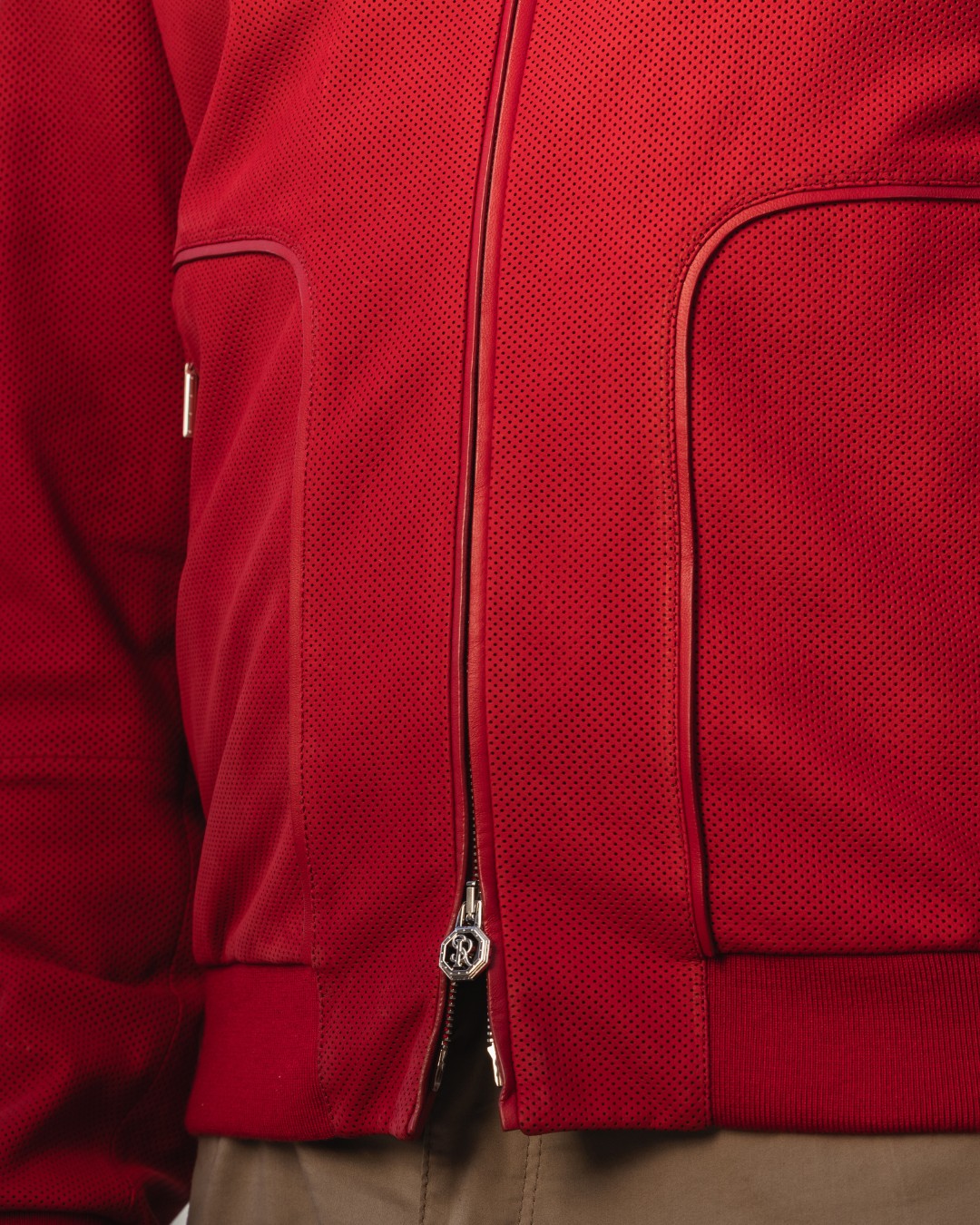 Blouson, 100% perforated nubuck calfskin leather with Nappa lambskin leather details