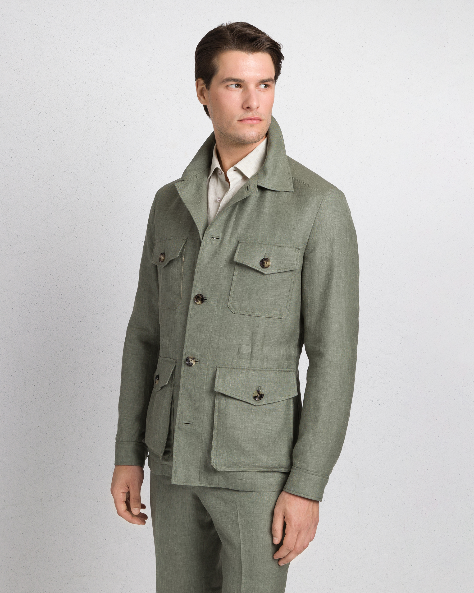 FIELD JACKET IN TESSUTO MISTO LANA E LINO