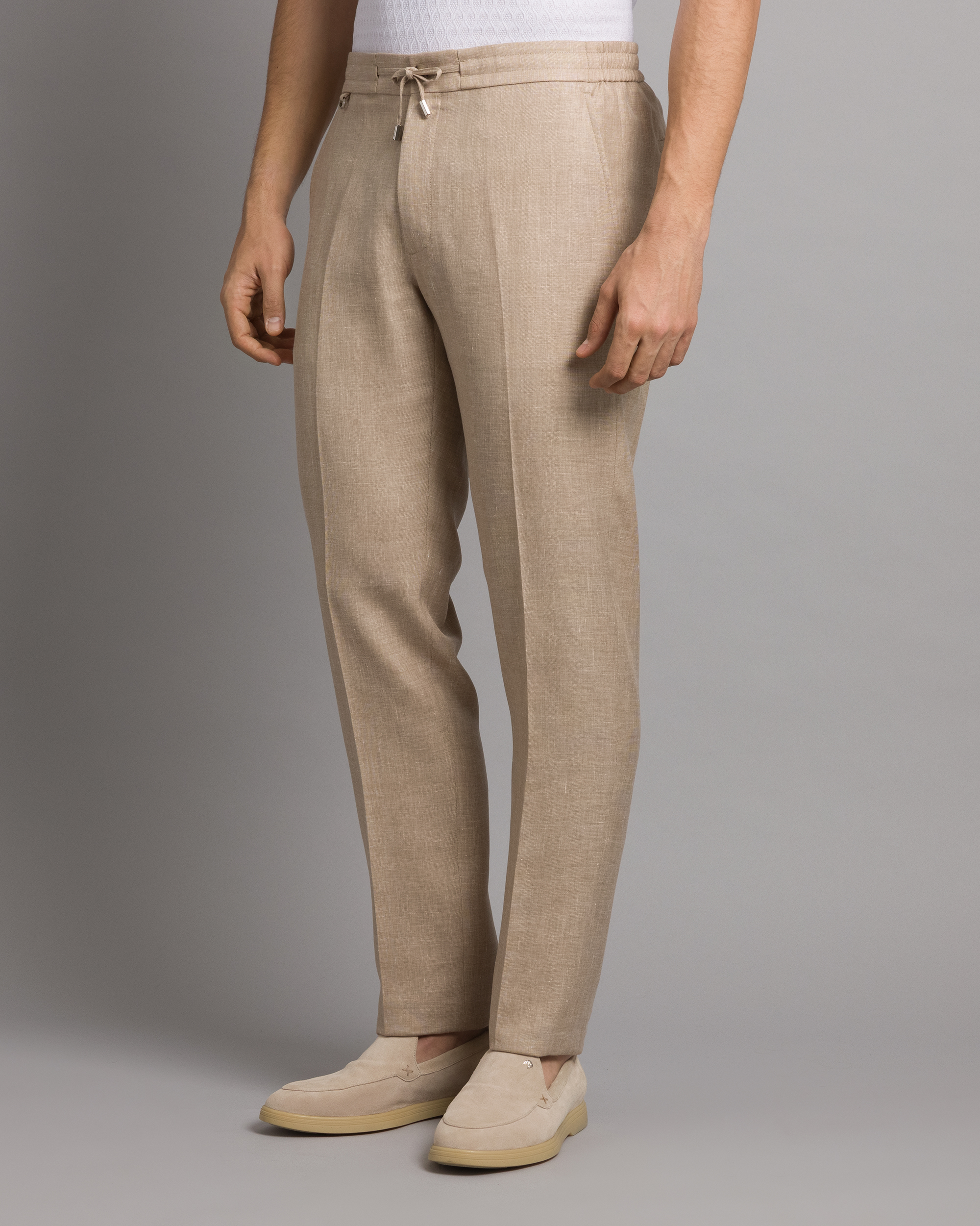 PANTALONI IN TESSUTO MISTO LANA VERGINE E LINO